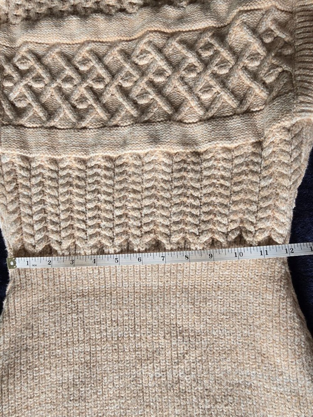 MINKPINK Lesley Cable Knit Tunic Sweater Mini Dress Tan Medium Boho - Picture 3 of 11